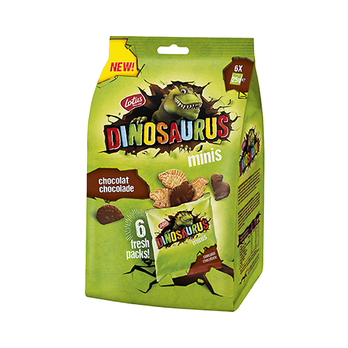 Lotus Dinosaurus Mini's met pure chocolade 6 x 25g