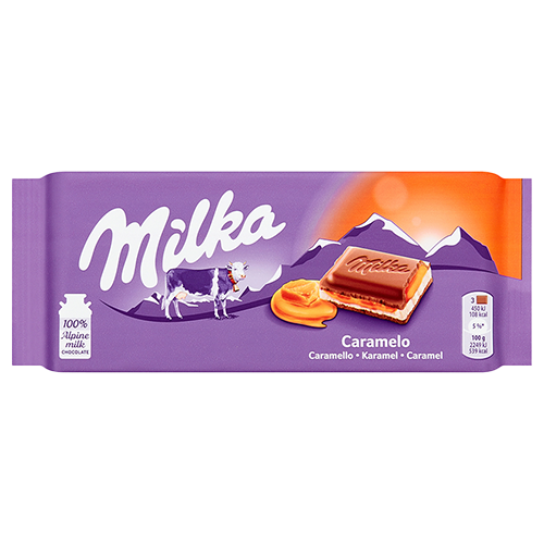 Tablette Milka fourrée au caramel 100 grammes