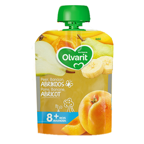Olvarit baby pouches peer, banaan & abrikoos