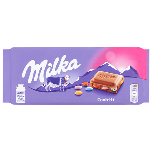 Tablette Milka avec confetti en chocolat 100 grammes