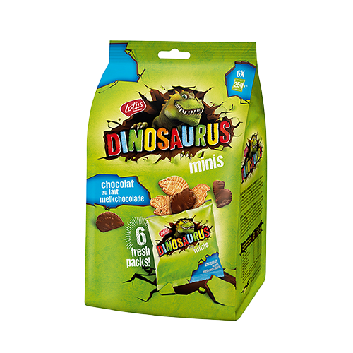 Lotus Dinosaurus Mini's met melkchocolade 6 x 25g